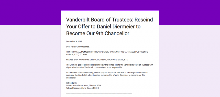 Alumni+and+Students+Circulate+Petition+Concerning+the+New+Chancellor