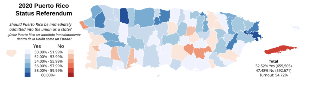 Image Source: “2020 Puerto Rico Status Referendum by municipality” by “Abbasi786786” is licensed under CC BY-SA 4.0
