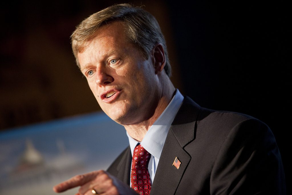 -Boston, MA, October 27 2010, - ..Candidate Charlie Baker speaks at a press conference at the Bleacher Bar in Fenway Park before talking with WBUR's Bob Oakes about the 2010 Massachusetts Gubernatorial campaign...(Photo by Dominick Reuter for WBUR)