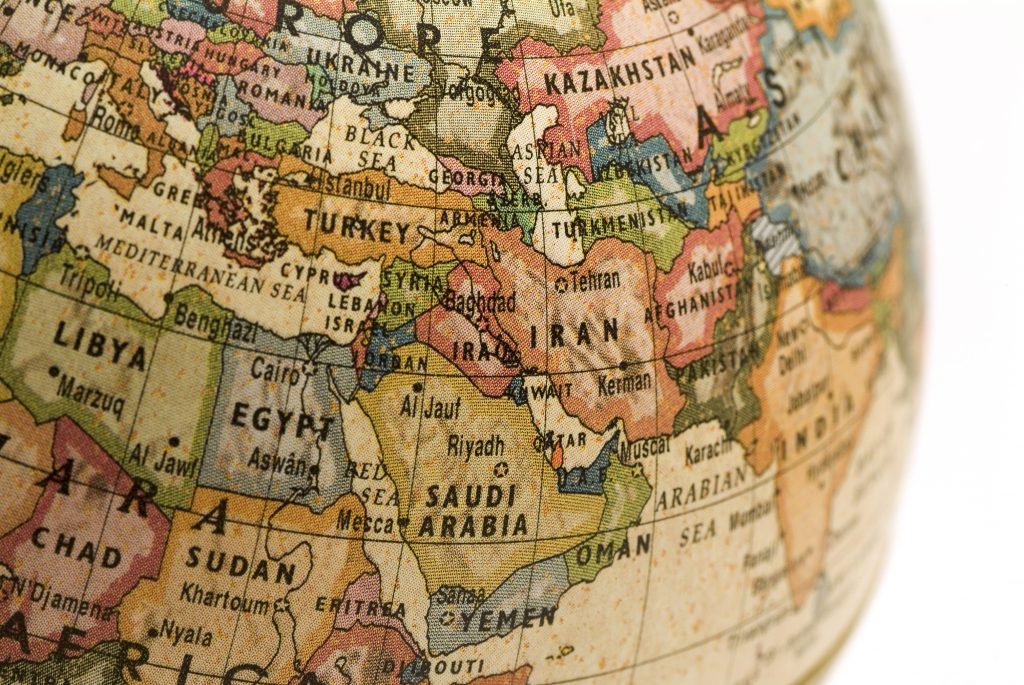 Mini Globe showing the Middle East.